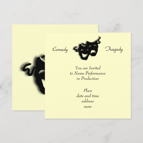 Comedy and Tragedy Black Masks Invitation