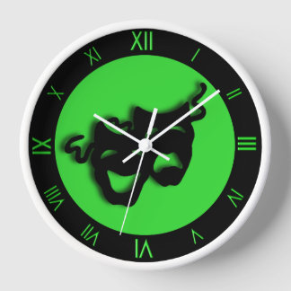 Comedy and Tragedy Cool Green Theater Wall Clock