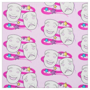 Comedy and Tragedy Drama Masks Fabric