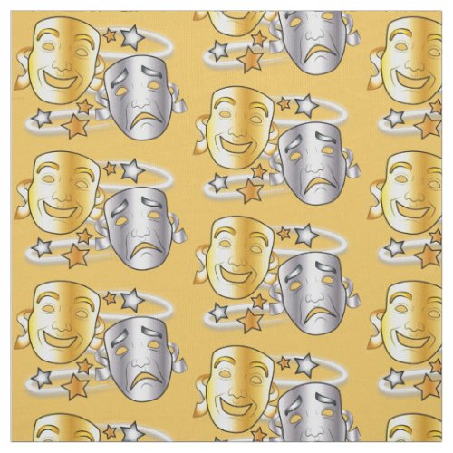 Comedy and Tragedy Drama Masks Gold and Silver Fabric