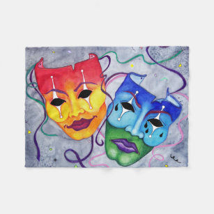 The Theme of Theater and Drama with Theatrical Masks Vintage Keys and Lettering Drawings Throw Blanket Ultra Soft Micro Fleece Blanket,Light Weight Warm Bed Blanket 60x50Inch 