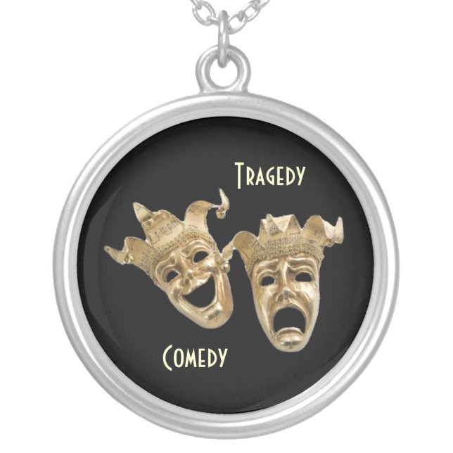 Comedy and Tragedy Gold Masks Necklace (Front)