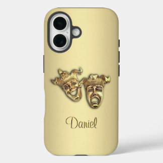 Comedy and Tragedy Gold Theater Masks iPhone 16 Case