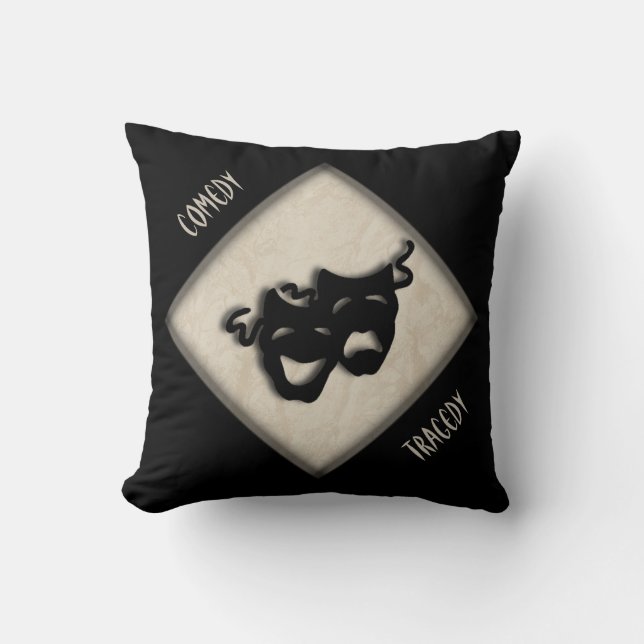 Comedy and Tragedy Greek Mask Theater Throw Pillow (Front)