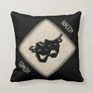 Comedy and Tragedy Greek Mask Theater Throw Pillow