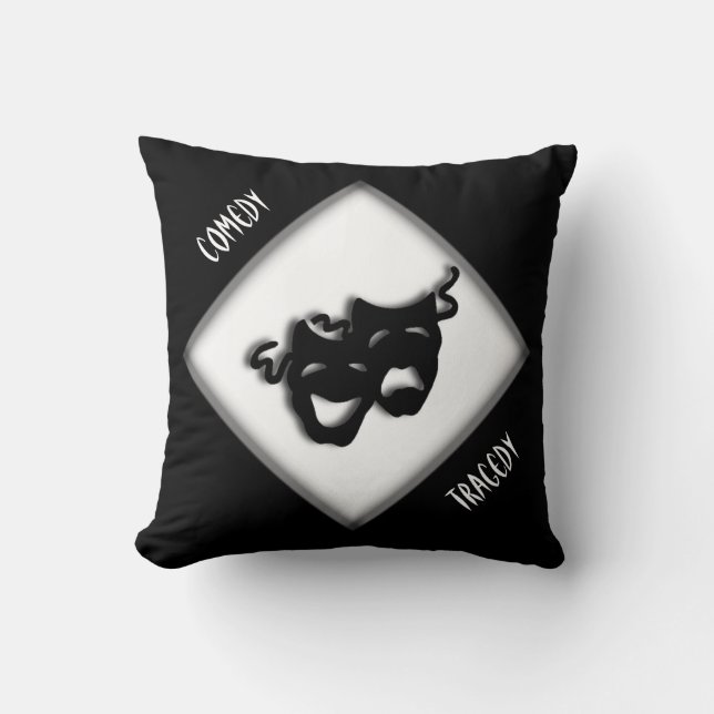 Comedy and Tragedy Greek Mask Theater Throw Pillow (Front)