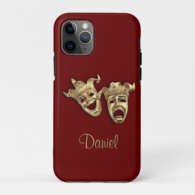 Comedy and Tragedy Maroon Theater Case-Mate iPhone Case (Back)