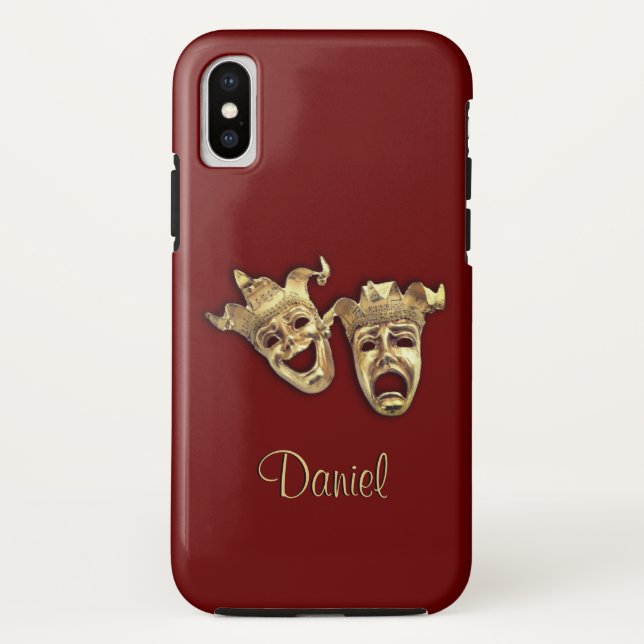 Comedy and Tragedy Maroon Theater Case-Mate iPhone Case (Back)