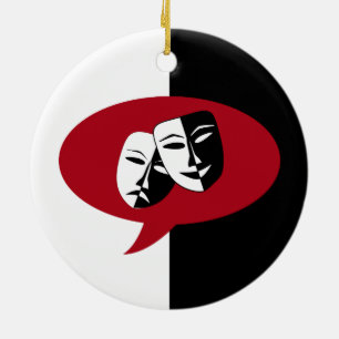 Comedy and Tragedy Masks Ceramic Ornament