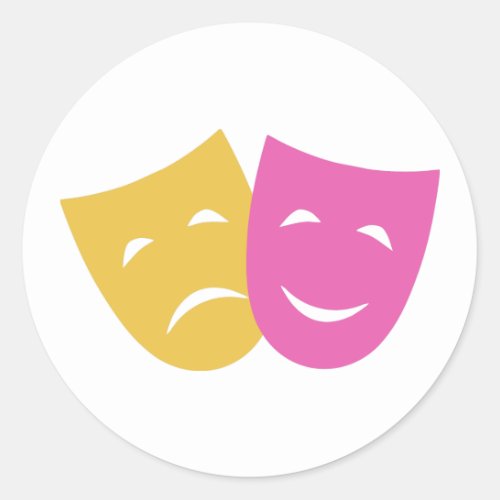 Comedy and Tragedy Masks Classic Round Sticker