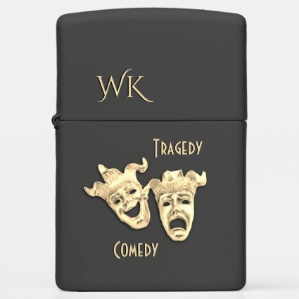 Comedy and Tragedy Masks Gold Theater Monogram