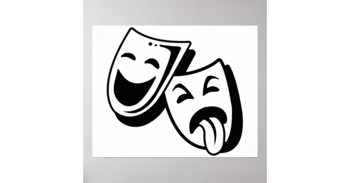 Comedy and Tragedy Mask Paper Glitter Cutout