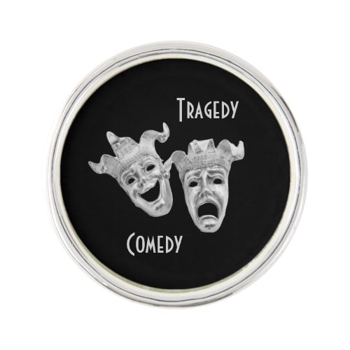 Comedy and Tragedy Masks Silver Theater Lapel Pin