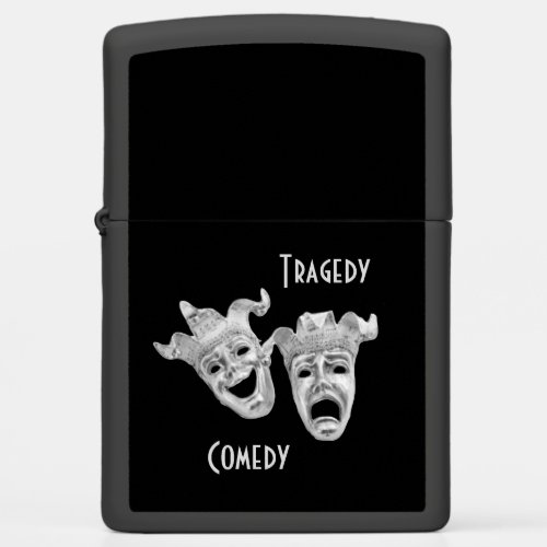 Comedy and Tragedy Masks Silver Theater Zippo Lighter