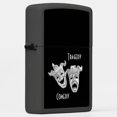 Comedy and Tragedy Masks Silver Theater Zippo Lighter