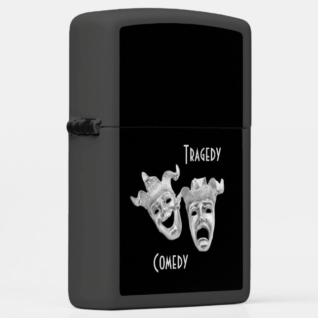 Comedy and Tragedy Masks Silver Theater Zippo Lighter (Right)