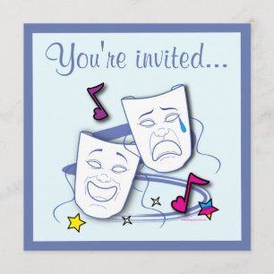 Comedy and Tragedy Masks Theater Birthday Invites