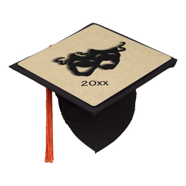 Comedy and Tragedy Masks Theater Graduation Cap Topper (Angled)