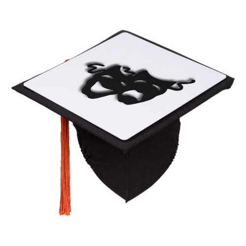 Comedy and Tragedy  Masks White Graduation Cap Topper