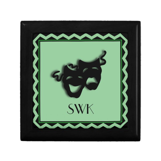 Comedy and Tragedy Mint Green Monogram Mask Box (Front)