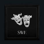 Comedy and Tragedy Monogram Mask Box<br><div class="desc">This is my best selling monogram product. It is simple and still very elegant. A theater design with Greek masks on a quality trinket box with your monogram in silver to match the color of the theater masks.</div>