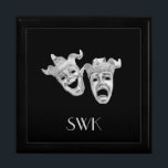 Comedy and Tragedy Monogram Mask Box<br><div class="desc">This is my best selling monogram product. It is simple and still very elegant. A theater design with Greek masks on a quality trinket box with your monogram in silver to match the color of the theater masks.</div>