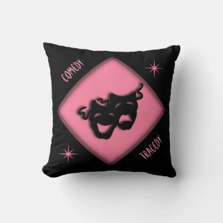 Comedy and Tragedy Pink and Black Theater Throw Pillow