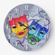 Comedy and Tragedy Round Wall Clock