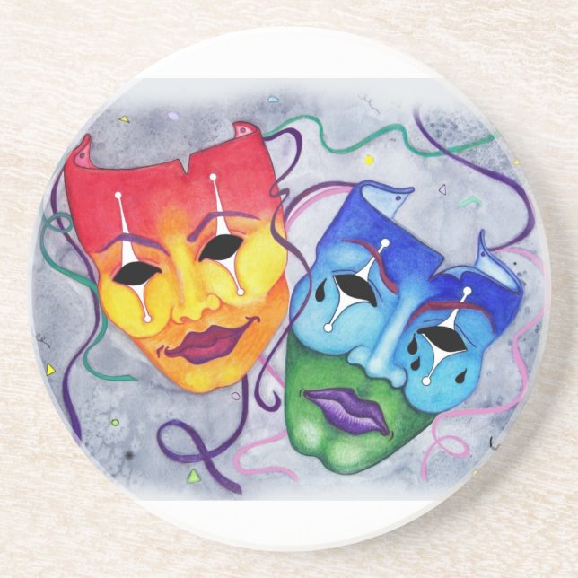 Comedy and Tragedy Sandstone Coaster (Front)