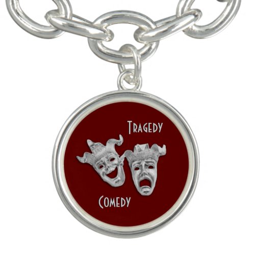 Comedy and Tragedy Silver Masks Charm Bracelet