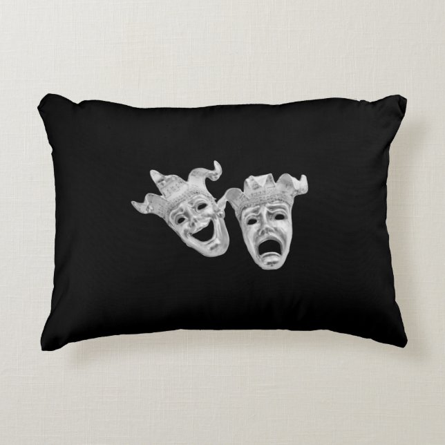Comedy and Tragedy Silver Theater Accent Pillow (Front)
