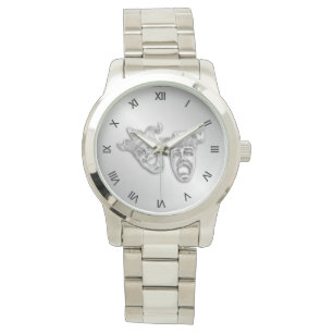 Comedy and Tragedy Silver Theater Roman Numerals Watch
