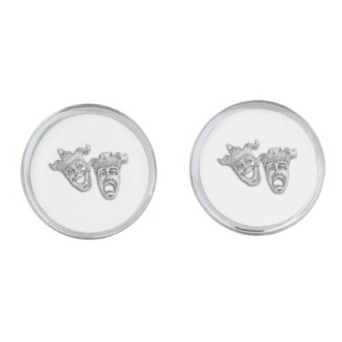 Comedy and Tragedy Silver Theater Silver Cufflinks