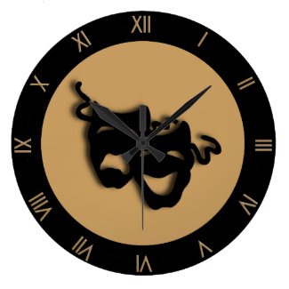 Comedy and Tragedy Tan Brown Theater Wall Clock
