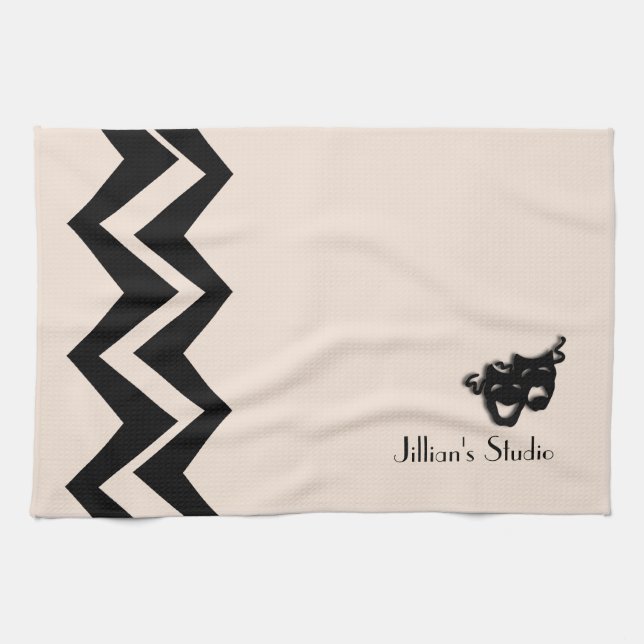 Comedy and Tragedy Theater Art-Deco Custom  Towels (Horizontal)