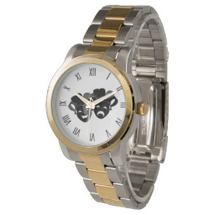 Comedy and Tragedy Theater Black Numbers Watch