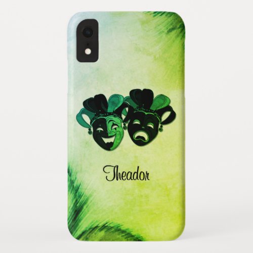  Comedy and Tragedy Theater Design Green iPhone XR Case