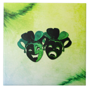 Comedy and Tragedy Theater Design Green Ceramic Tile