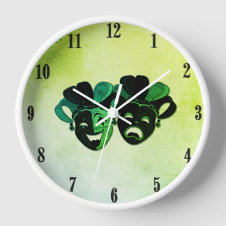 Comedy and Tragedy Theater Design Green Clock