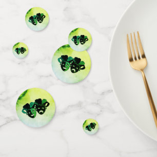 Comedy and Tragedy Theater Design Green Confetti