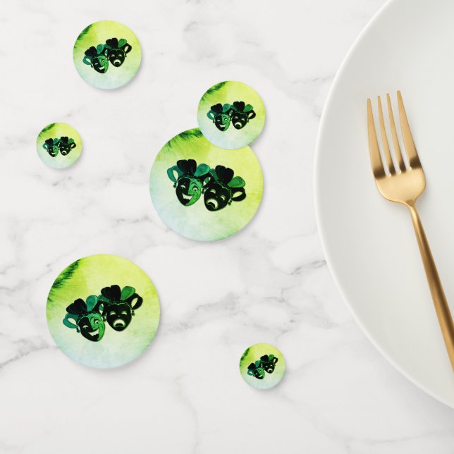  Comedy and Tragedy Theater Design Green Confetti (Group)
