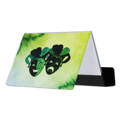  Comedy and Tragedy Theater Design Green Desk Business Card Holder