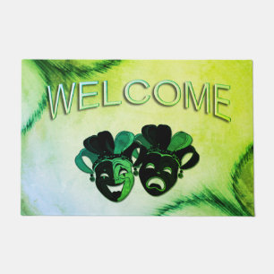 Comedy and Tragedy Theater Design Green Doormat