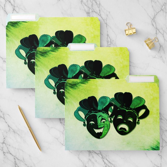  Comedy and Tragedy Theater Design Green File Folder (Set)