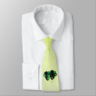 Comedy and Tragedy Theater Design Green Neck Tie