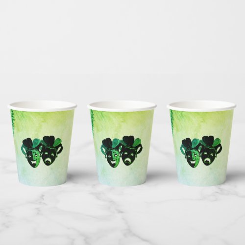  Comedy and Tragedy Theater Design Green Paper Cups