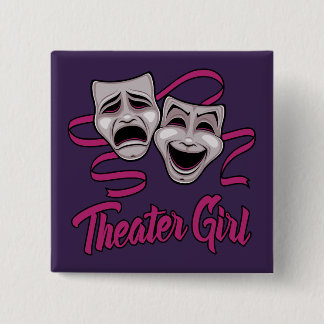 Comedy And Tragedy Theater Girl Button