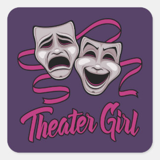 Comedy And Tragedy Theater Girl Square Sticker