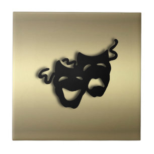 Comedy and Tragedy Theater Gold Ceramic Tile