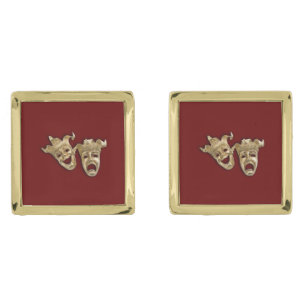 Comedy and Tragedy Theater Gold Cufflinks